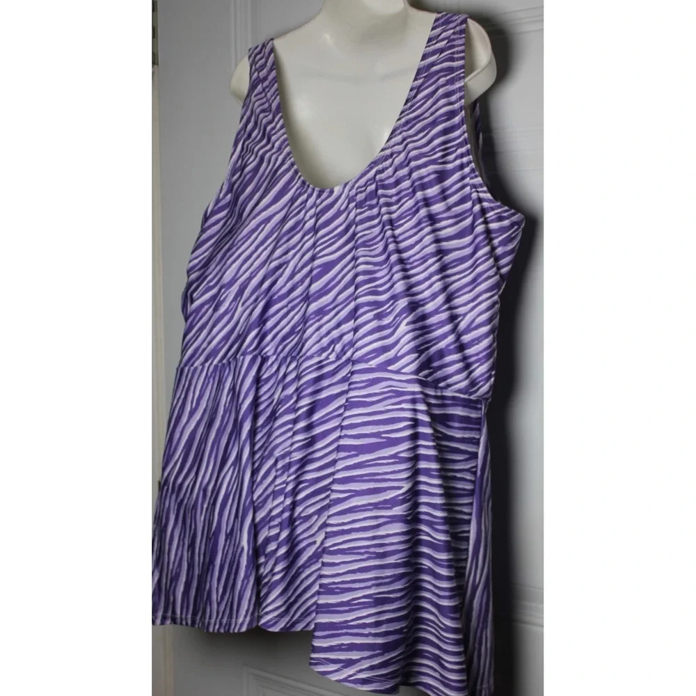 Blair Padded Purple Zebra Stripe Swimsuit Skort‎ Chic Coastal  Size 20W